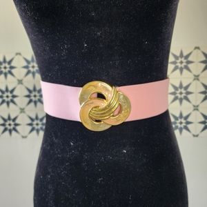 Vintage 80s Day Lor Pink and Gold Belt with Gold Enamel Buckle